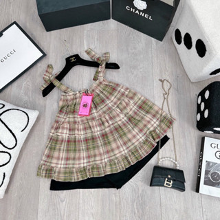 SET ÁO DÂY CỘT VAI CARO BABYDOLL KÈM QUẦN TACTA