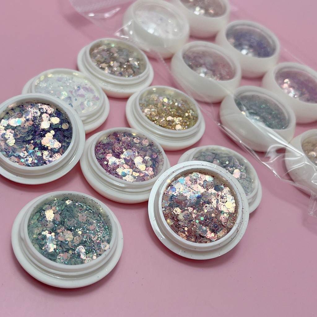 SET NHŨ VẢY CÁ KIM CƯƠNG - SET NHŨ KIM TUYẾN 8 TRANG TRÍ MÓNG