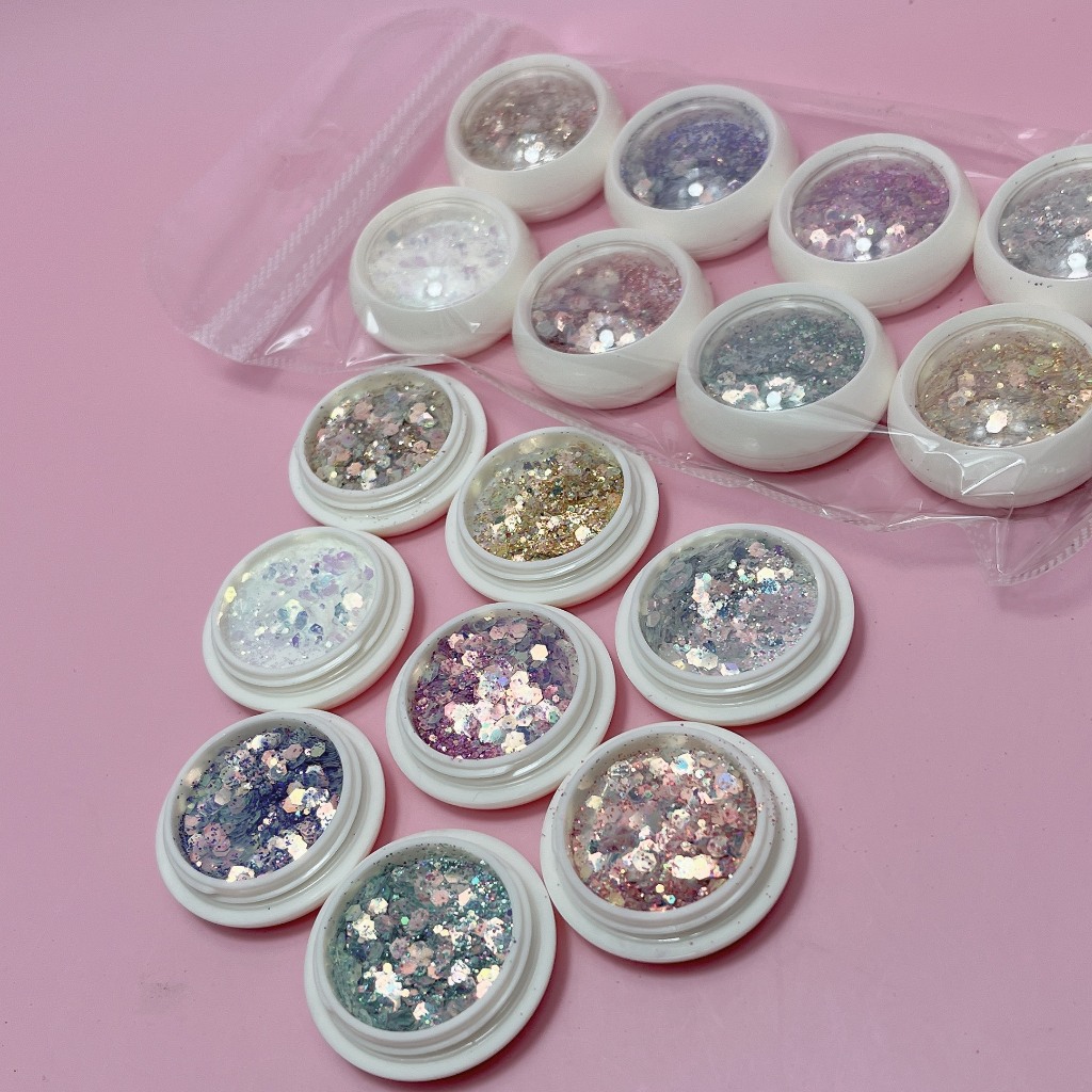 SET NHŨ VẢY CÁ KIM CƯƠNG - SET NHŨ KIM TUYẾN 8 TRANG TRÍ MÓNG