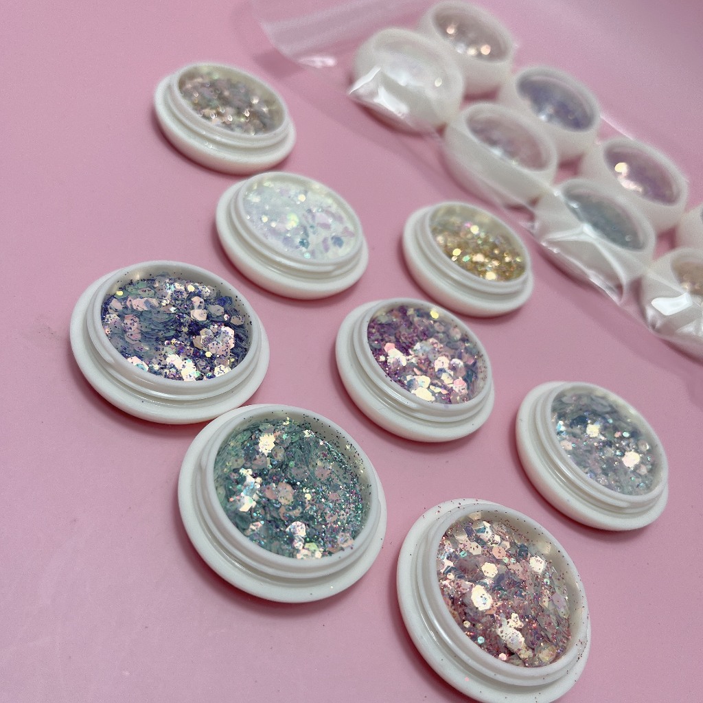 SET NHŨ VẢY CÁ KIM CƯƠNG - SET NHŨ KIM TUYẾN 8 TRANG TRÍ MÓNG