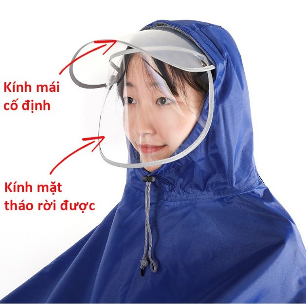 Áo mưa 2 đầu có phản quang tiện lợi  - Áo Mưa Cánh Dơi Có Kính Che Mưa 1 Người Và 2 Người