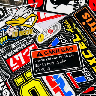 Tem sticker logo cảnh báo vận hành xe, tem dán trang trí mọi nền màu, decal chống thấm nước bền màu chống thấm nước