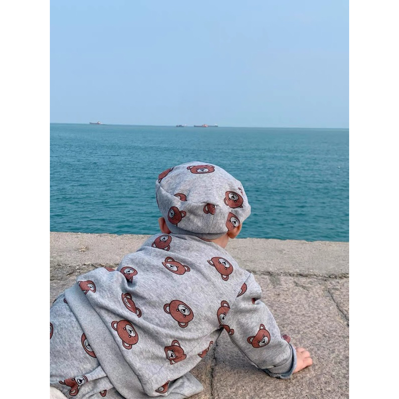 Set 3 chi tiết kèm mũ yếm áo khoác cho bé gái phong cách Hàn Quốc 2023