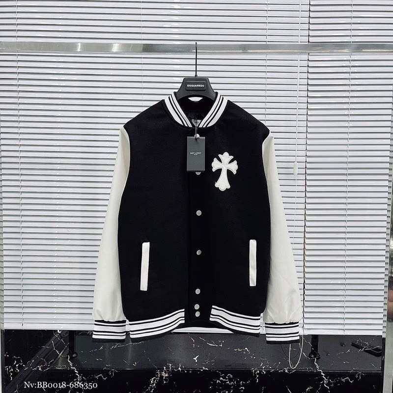 Áo Khoác Ngoài Nam,Áo Khoác Bomber Nữ Hình Thêu Hoạ Tiết Thánh Gía Chất Liệu Dạ Phối Tay Da