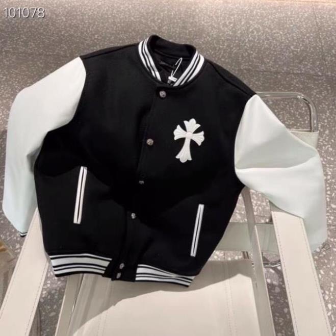 Áo Khoác Ngoài Nam,Áo Khoác Bomber Nữ Hình Thêu Hoạ Tiết Thánh Gía Chất Liệu Dạ Phối Tay Da