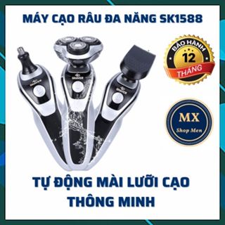 Máy cạo râu SHAVER SK 1588 đa năng 3 lưỡi kép tự mài sắc, cạo sát sạch êm, bảo hành 12 tháng