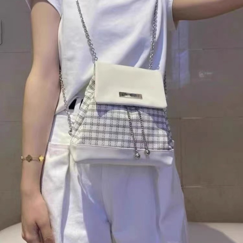 Balo mini dây xích họa tiết caro phong cách Hàn Quốc dễ thương
