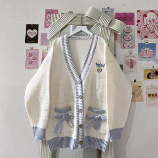 [ ẢNH THẬT ] ÁO CARDIGAN HỒNG TÚI NƠ / XANH TÚI NƠ CHẤT LEN DỆT KIM FORM RỘNG OVERSIZE