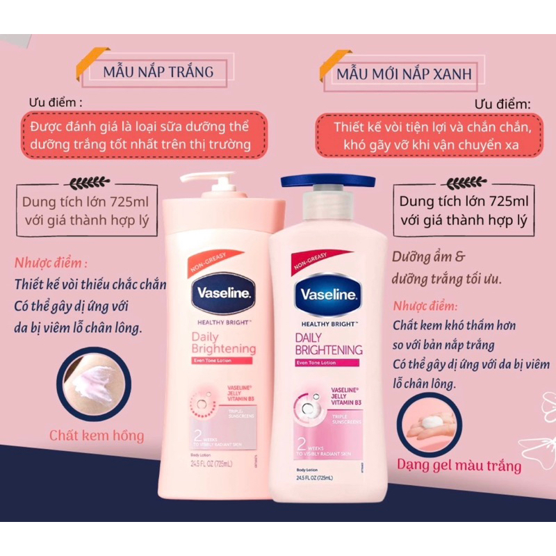 Sữa dưỡng thể Vaseline Healthy White UV Lightening Body Lotion 725ml