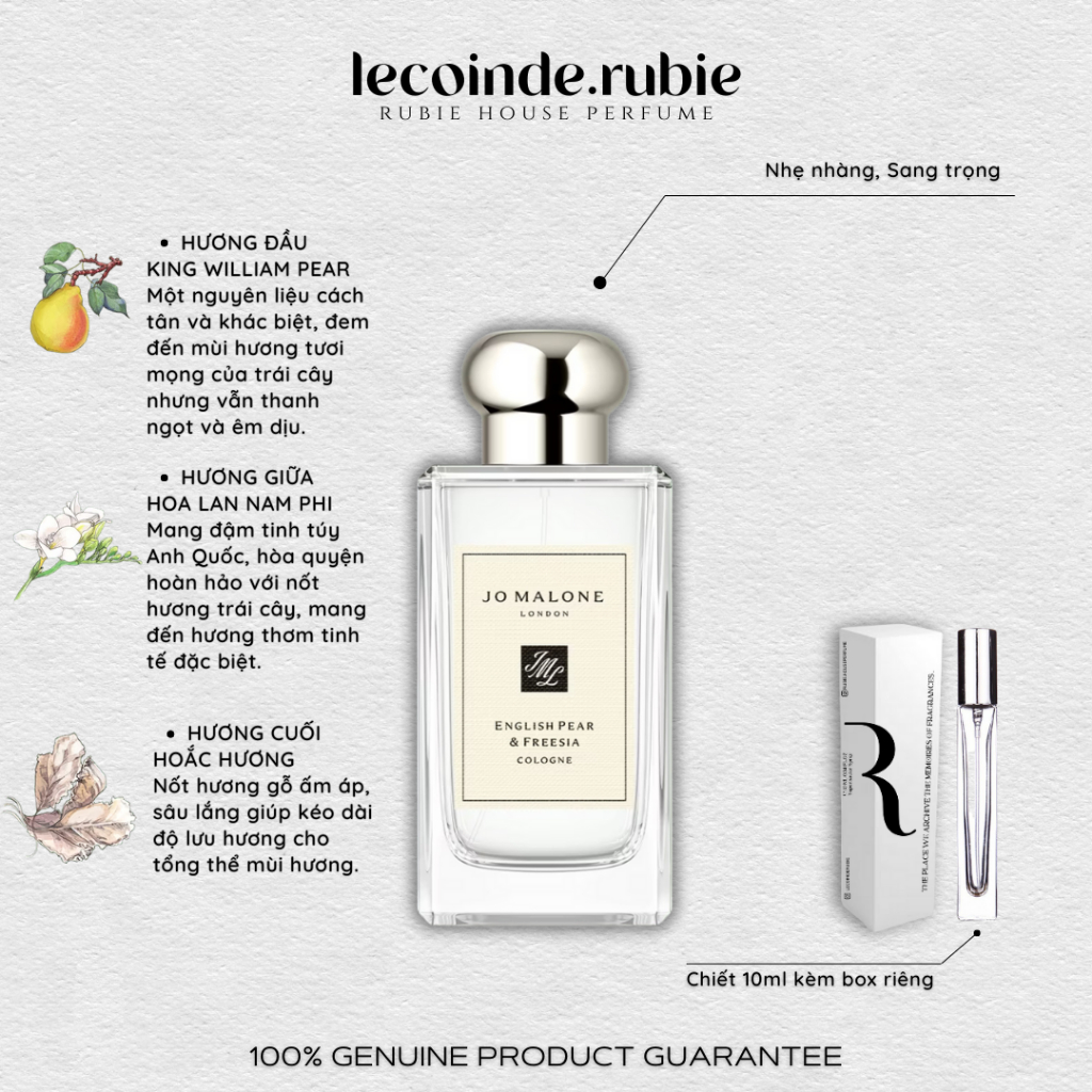 JO ENGLISH PEAR & FREESIA • Cologne - 10ML Nước Hoa Chính Hãng