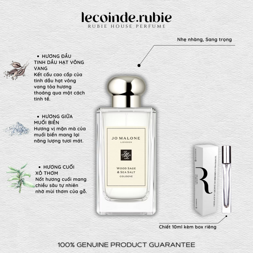 JO WOODSAGE & SEA SALT - Cologne - 10ML Nước Hoa Chính Hãng