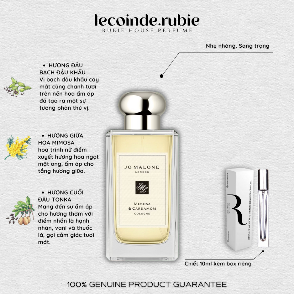 JO MIMOSA & CADAMON Cologne - 10ML Nước Hoa Chính Hãng