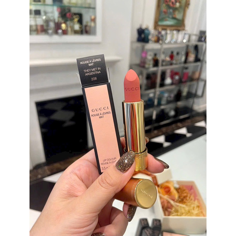 Son lì Gucci Rouge màu 208 hồng đất Fullsize thời thượng