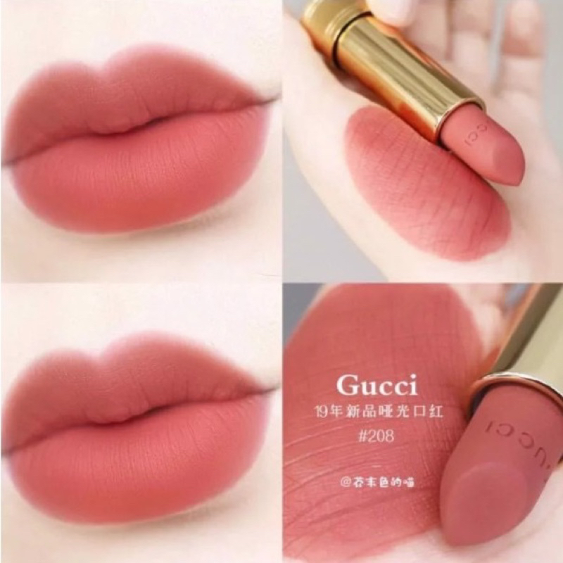 Son lì Gucci Rouge màu 208 hồng đất Fullsize thời thượng