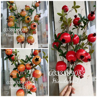 Cành lựu trang trí 7 quả lớn đủ màu , cành lựu 7 quả đủ màu thân đốm siêu đẹp