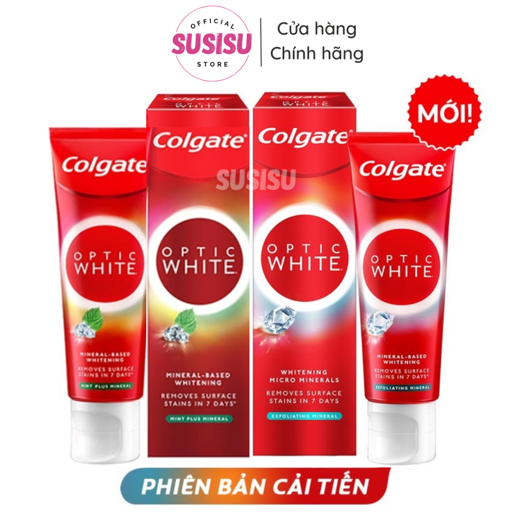 Kem đánh răng trắng sáng COLGATE Optic White Plus Shine/Sparkling White 100g [trắng sáng răng sau 1 tuần sử dụng]