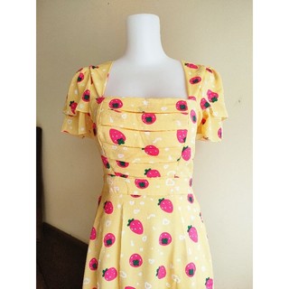 Đầm lụa Mango họa tiết trái Dâu freesize 45-65kg