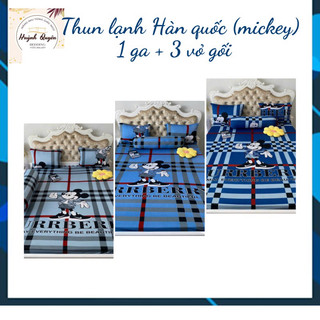 Bộ drap ga thun Hàn quốc mẫu mickey