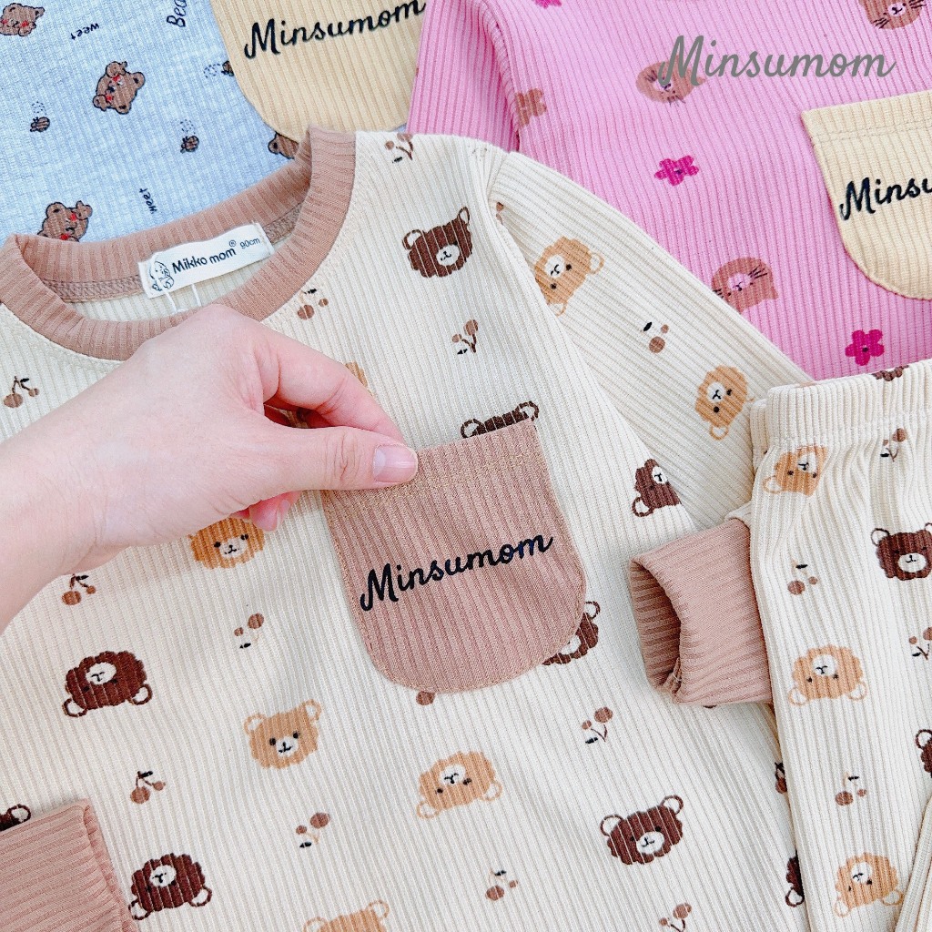 Bộ Len Gân Tăm Dài Tay Cho Bé Trai Bé Gái