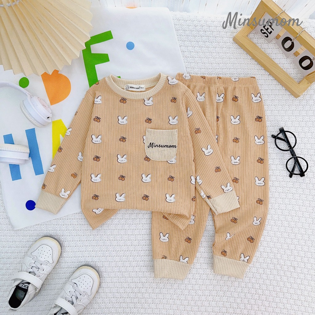 Bộ Len Gân Tăm Dài Tay Cho Bé Trai Bé Gái