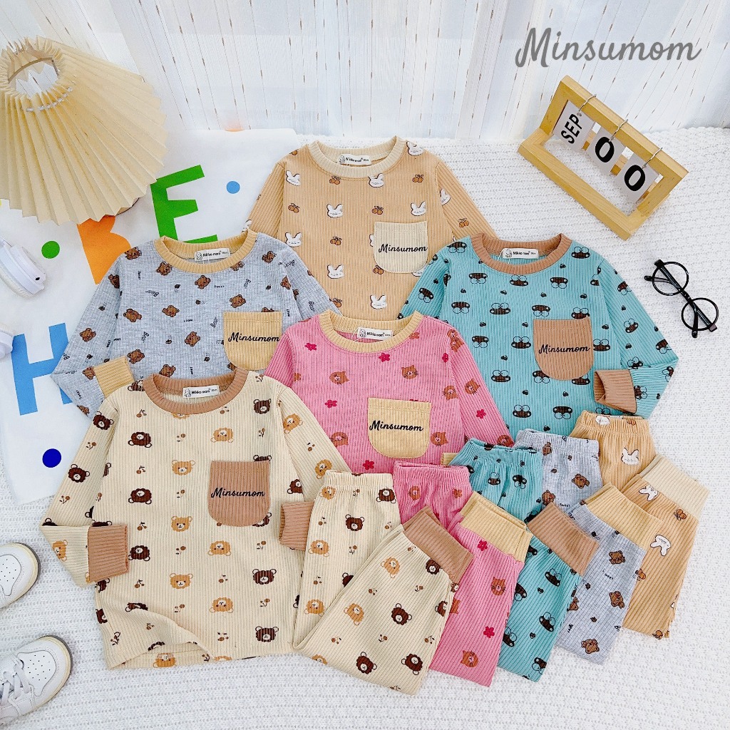 Bộ Len Gân Tăm Dài Tay Cho Bé Trai Bé Gái