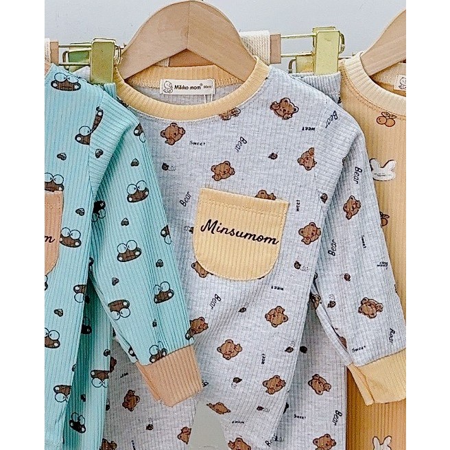 Bộ Len Gân Tăm Dài Tay Cho Bé Trai Bé Gái