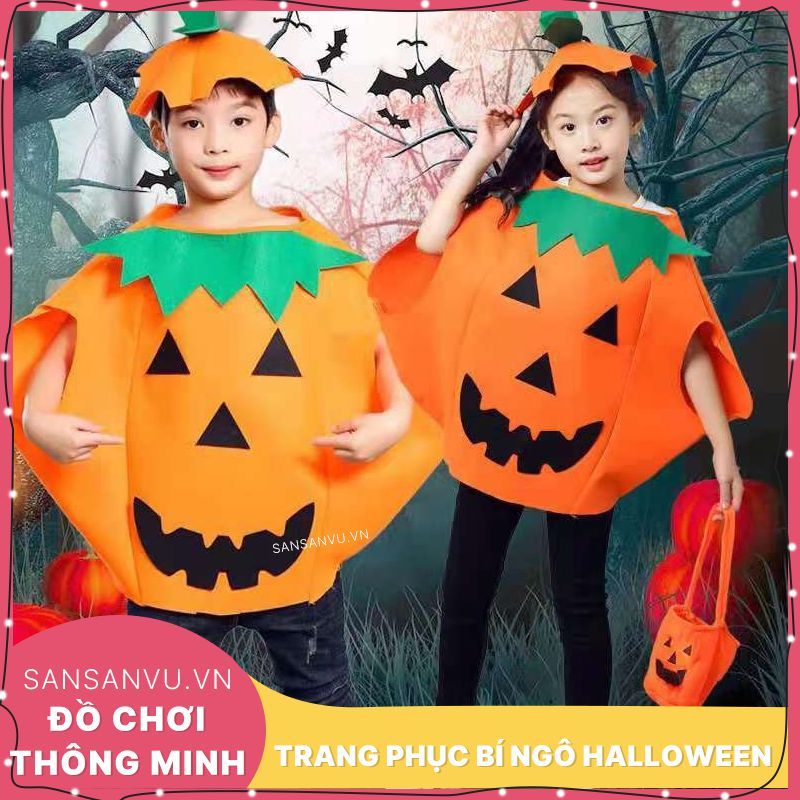 Bộ Trang Phục Bí ngô kèm túi hóa trang cho mùa Halloween 2023