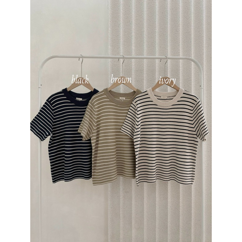 Áo len tăm kẻ Hàn VEGESTABLE 6929 // Hàng có sẵn🇰🇷