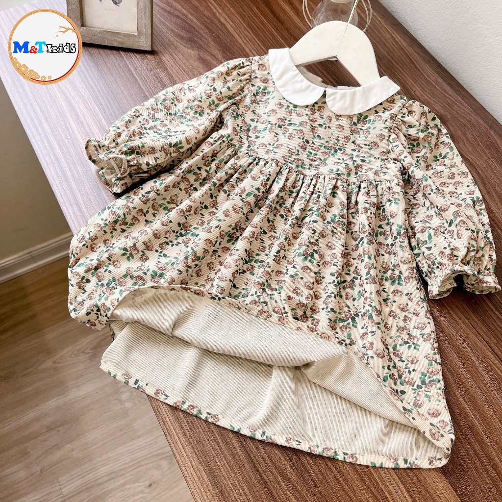 VÁY BÉ GÁI DÀI TAY NHUNG TĂM MỀM -MT2239