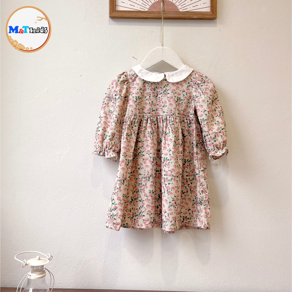 VÁY BÉ GÁI DÀI TAY NHUNG TĂM MỀM -MT2239