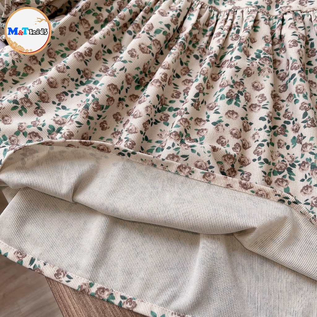 VÁY BÉ GÁI DÀI TAY NHUNG TĂM MỀM -MT2239