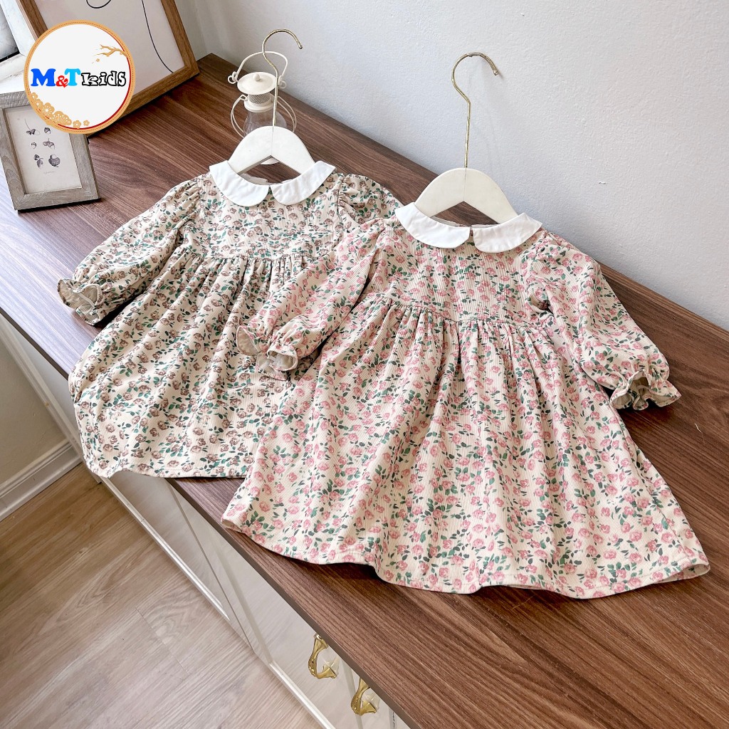 VÁY BÉ GÁI DÀI TAY NHUNG TĂM MỀM -MT2239
