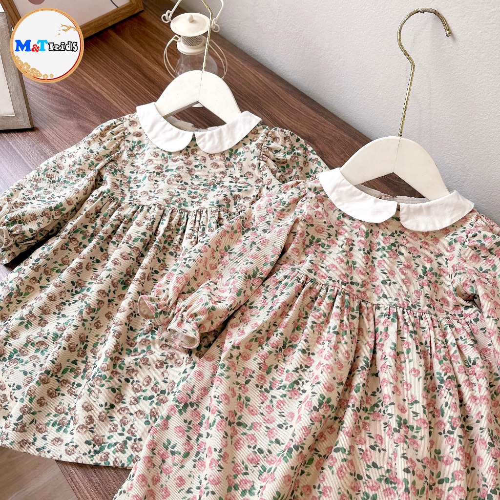 VÁY BÉ GÁI DÀI TAY NHUNG TĂM MỀM -MT2239