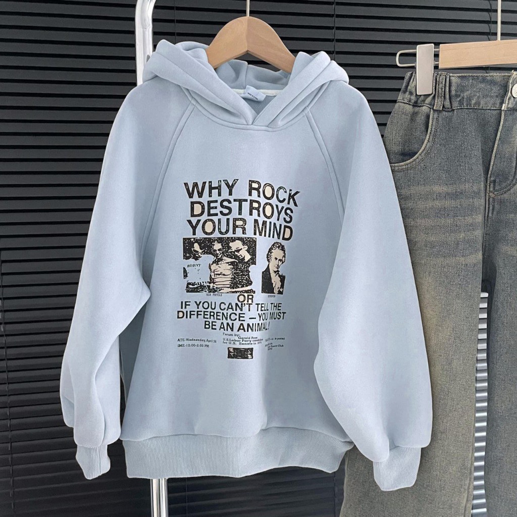 ÁO HOODY XANH GHI NỈ TÀU BÉ TRAI VÀ GÁI-B484