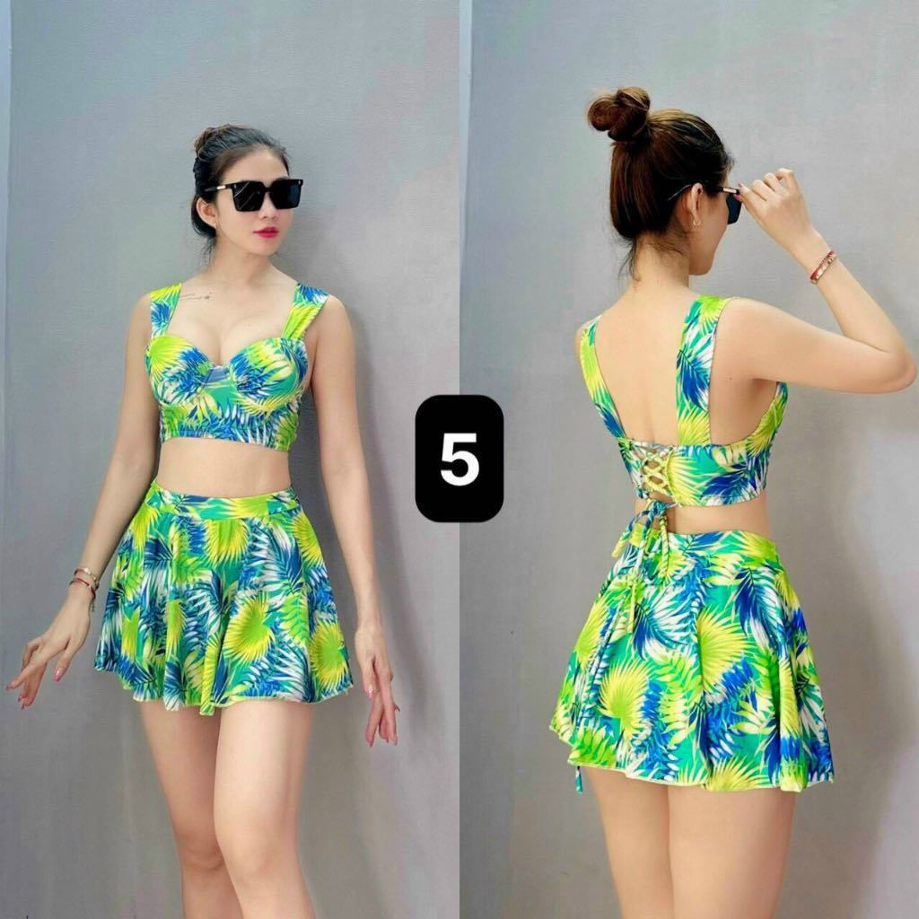 Đồ bơi nữ bikini 2 mãnh set đồ đi biển bikini nâng ngực váy xèo cạp cao dể thương Ms24