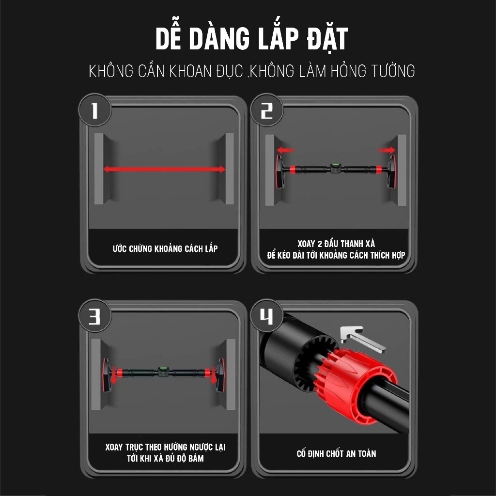 Xà đơn gắn cửa treo tường đa năng gym tại nhà có thước thăng bằng 2022 FITEZY HCM