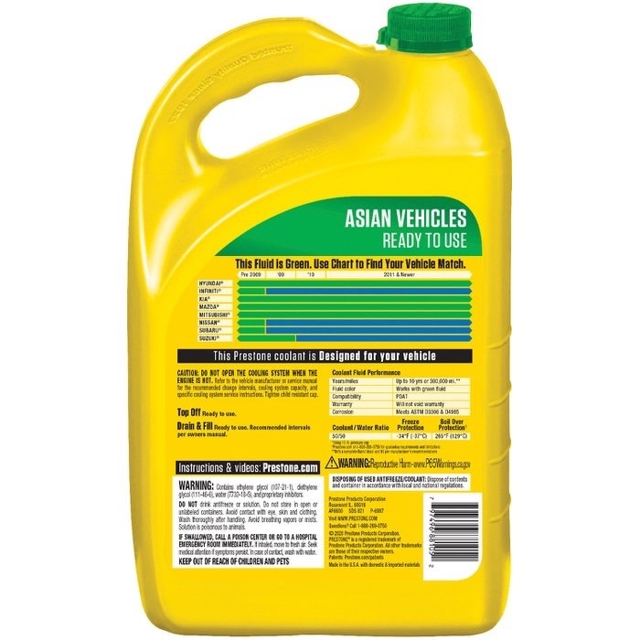 Nước làm mát động cơ xe ô tô  PRESTONE ASIAN VEHICLES 50% - màu xanh lá cây - can 3.78L