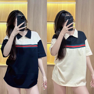 Áo Polo cotton khô 3158 (POLO - XANH ĐỎ SỌC NGANG) form rộng nam nữ