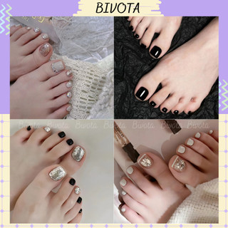Set 24 móng chân giả Bivota nail bõ đính đá sang chảnh LP05
