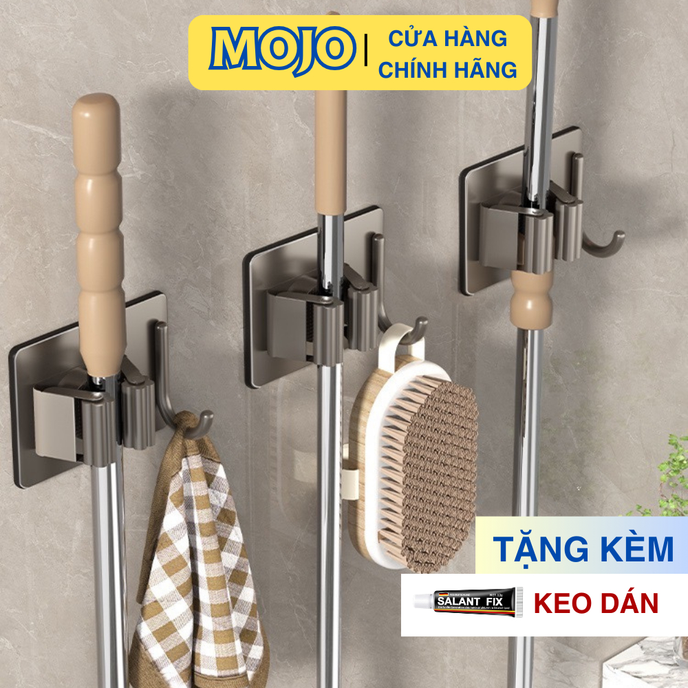 Móc Treo Cây Lau Nhà Đa Năng Móc Treo Chổi Nhôm Không Gỉ Dán Tường Cao Cấp MOJO