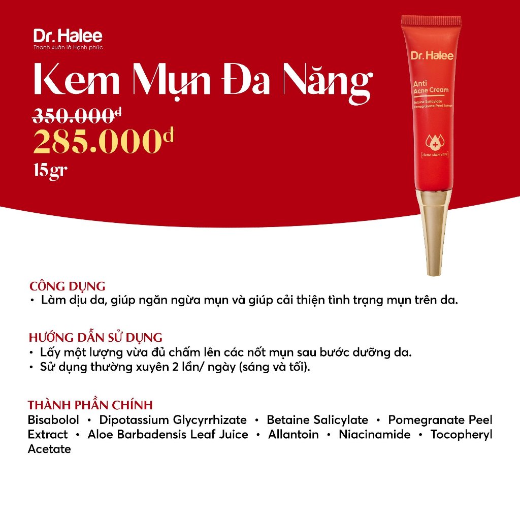 Kem Mụn Anti Acne Cream Dr.Halee 15ml