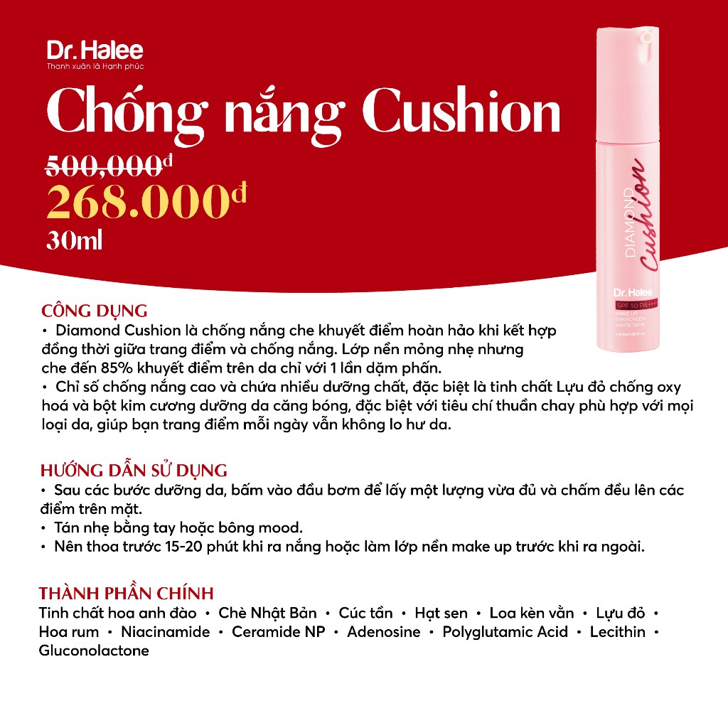 Chống nắng Diamond Cushion Dr.Halee SPF 50 PA++++