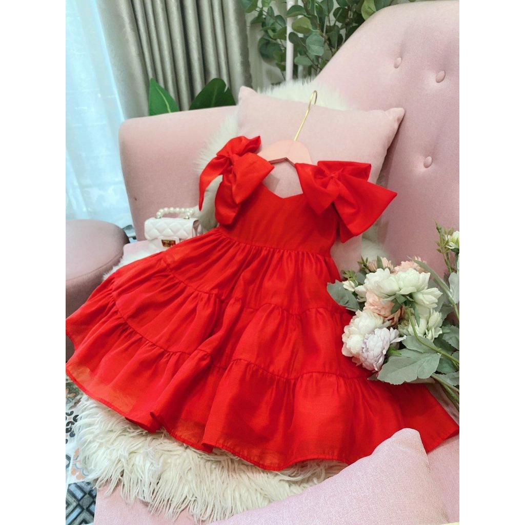 GG05.2 - Váy Gygy vải xô nơ 2 vai dành cho bé gái