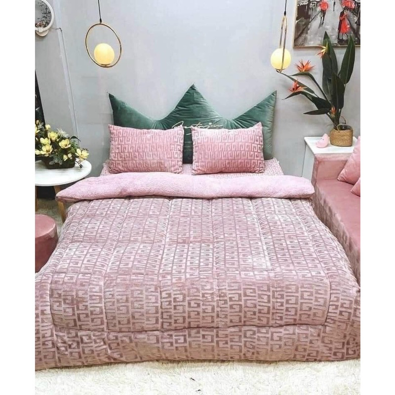 Chăn lông cừu mùa đông cao cấp- chăn lông cừu kẻ thừng vân nổi