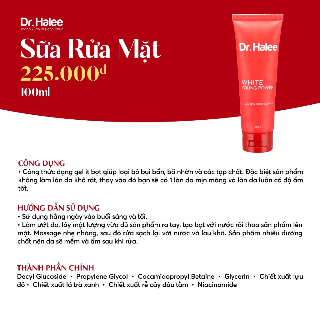 Sửa Rửa Mặt Dr.Halee Lành Tính, Ít Bọt - 100ml