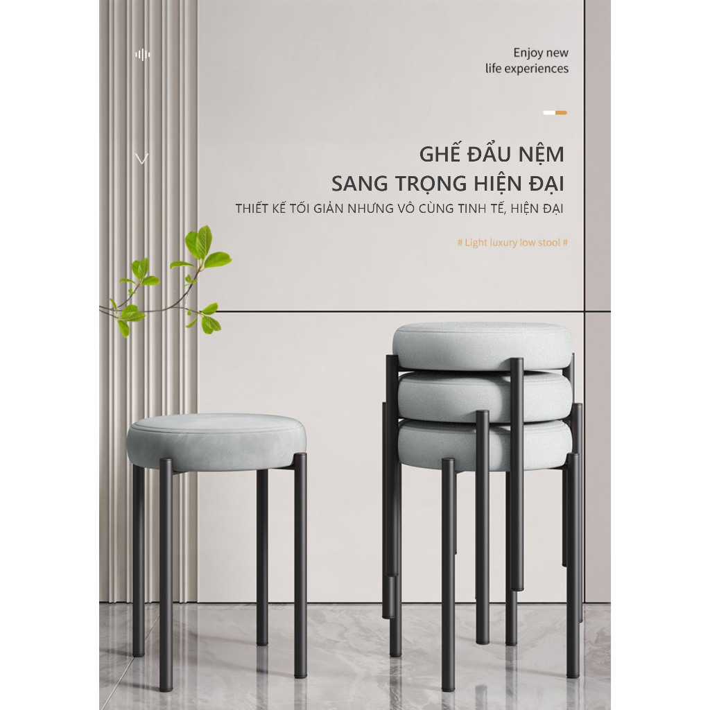 Ghế đôn mặt đệm chân thép sơn tĩnh điện hiện đại - GM78