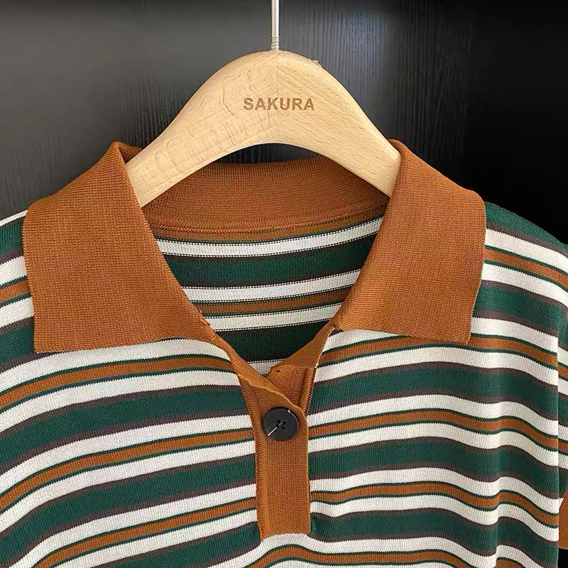 Đầm polo dáng dài chất poly cá sấu kẻ ngang màu xanh form rộng thời trang