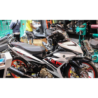 Tem Exciter 150 trắng Fire Dust, độ team trùm decal xe máy ex dán đời 2015-2020