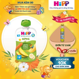 Thức ăn dặm Dinh dưỡng 100% trái cây nghiền hữu cơ HiPPiS Organic Cà rốt,