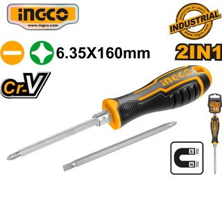 Tua vít 2 đầu dẹp và bake 160mm ingco akisd0201
